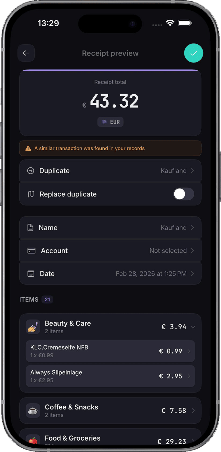 Receipt preview